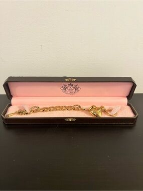 Juicy Couture Gold Heart Charm Chain Bracelet Y2K
